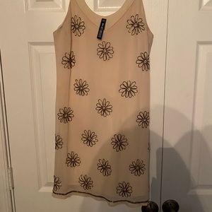 Nude shift dress with flower detailing